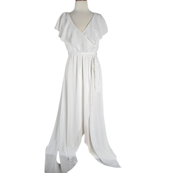 Baltic Born Katya Ruffle Maxi Dress White Size M Bridal Garden Party Flowy - Picture 2 of 15
